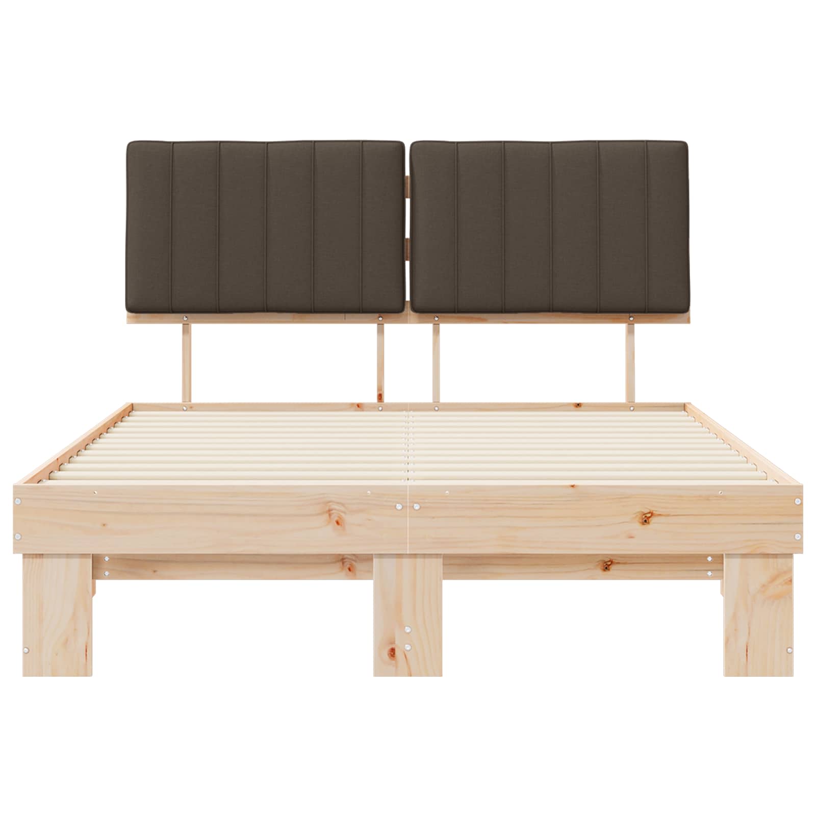 vidaXL Ramka łóżka z tapicerowanym wezgłowiem Ciemnoszary 135 x 190 cm