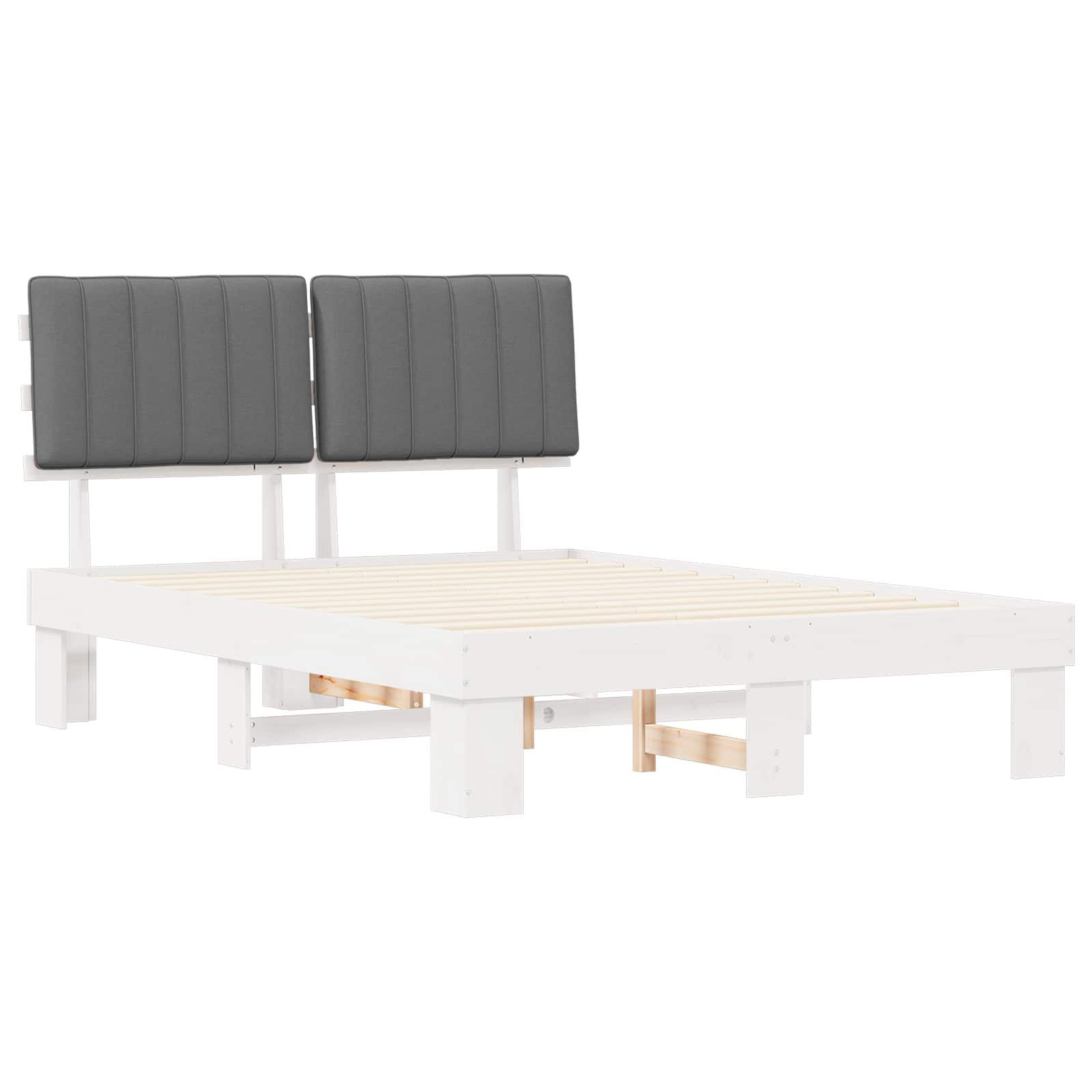 vidaXL Ramka łóżka z tapicerowanym wezgłowiem Jasnoszary 135 x 190 cm