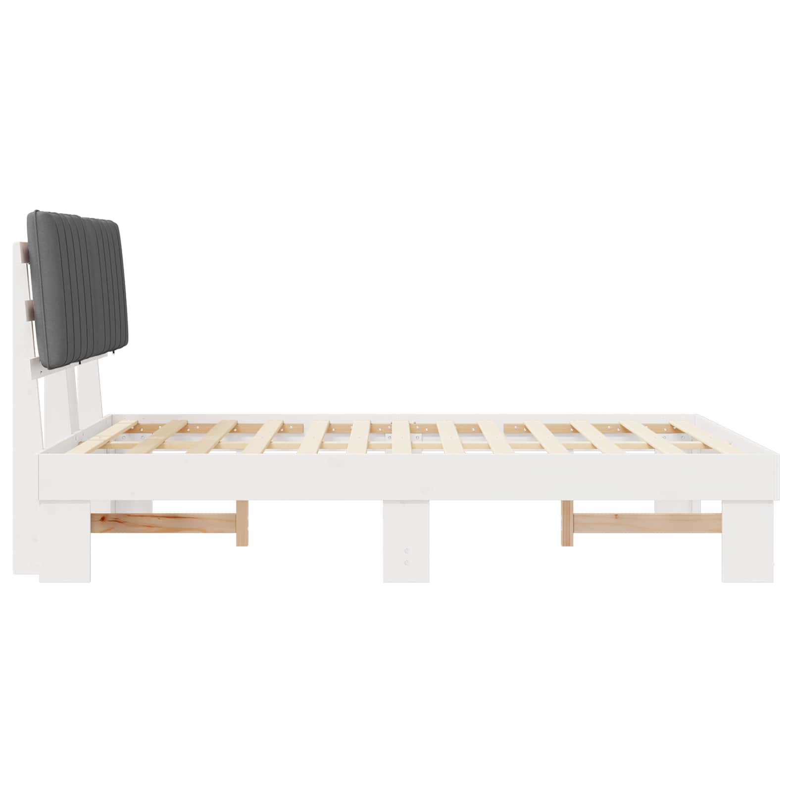 vidaXL Ramka łóżka z tapicerowanym wezgłowiem Jasnoszary 135 x 190 cm