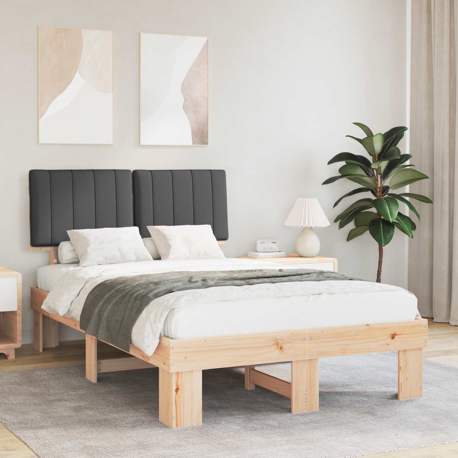 vidaXL Ramka łóżka z tapicerowanym wezgłowiem Ciemnoszary 120 x 190 cm