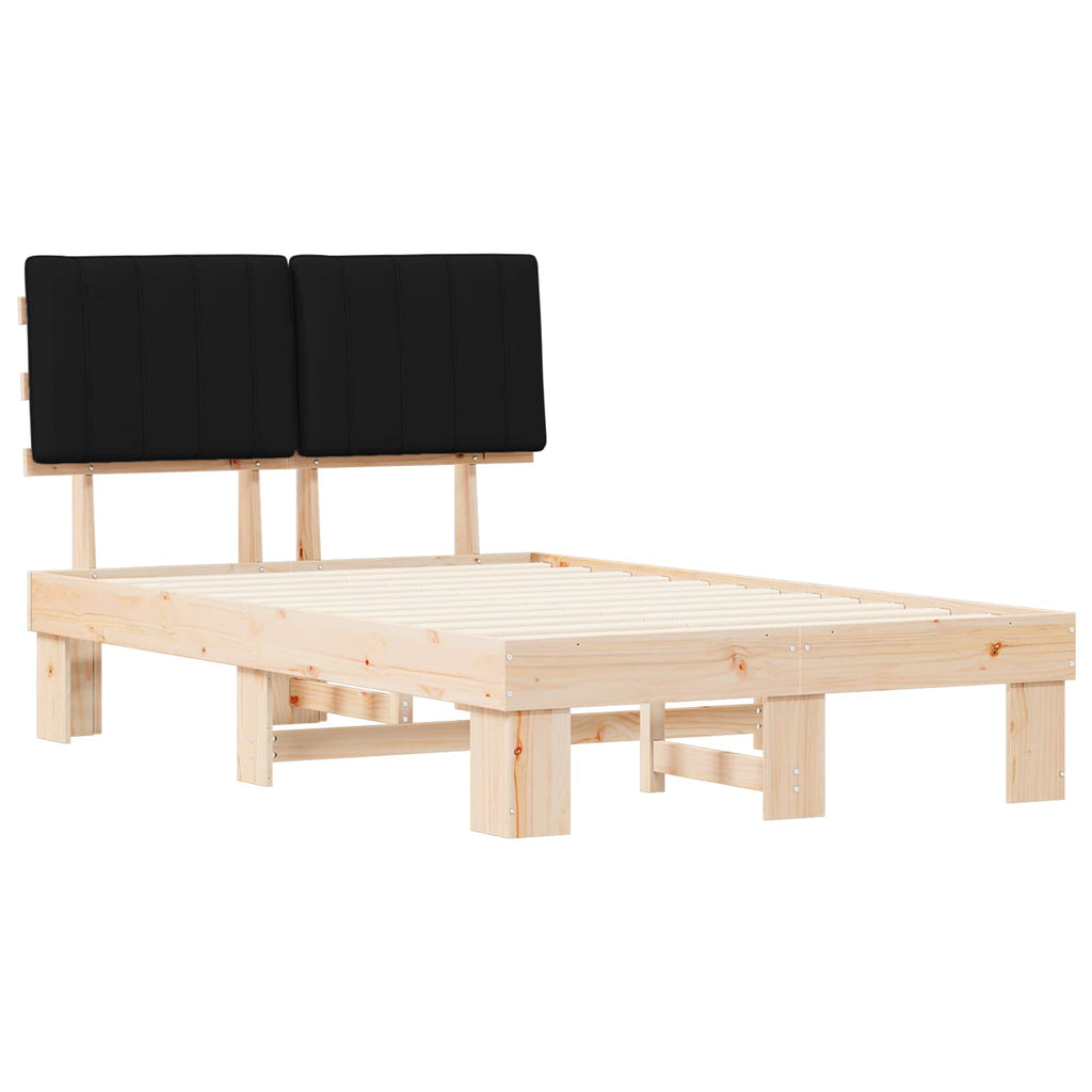 vidaXL Ramka łóżka z tapicerowanym wezgłowiem Czarny 120 x 190 cm