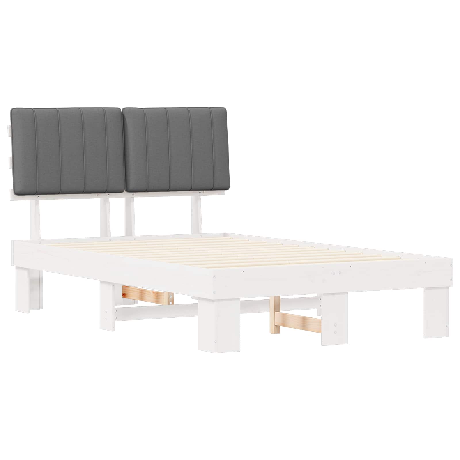vidaXL Ramka łóżka z tapicerowanym wezgłowiem Jasnoszary 120 x 190 cm