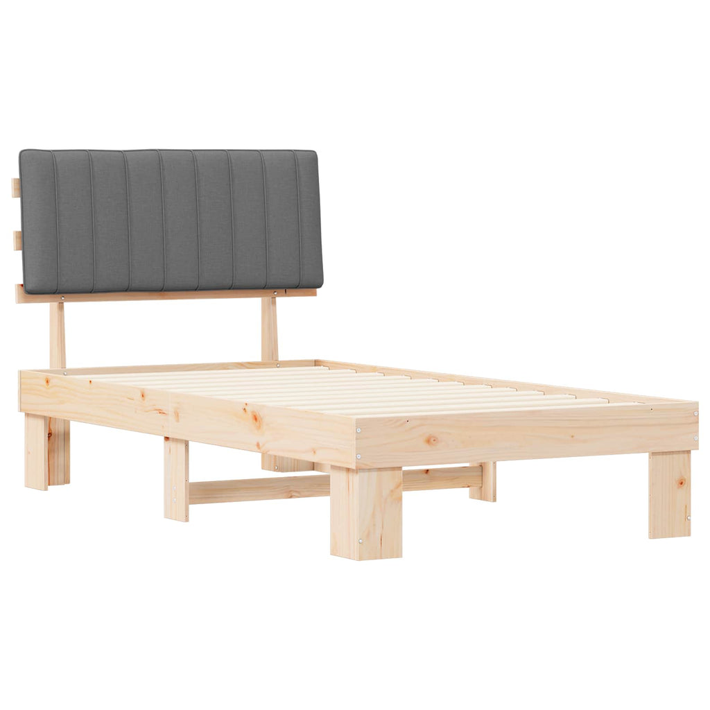 vidaXL Ramka łóżka z tapicerowanym wezgłowiem Jasnoszary 100 x 200 cm