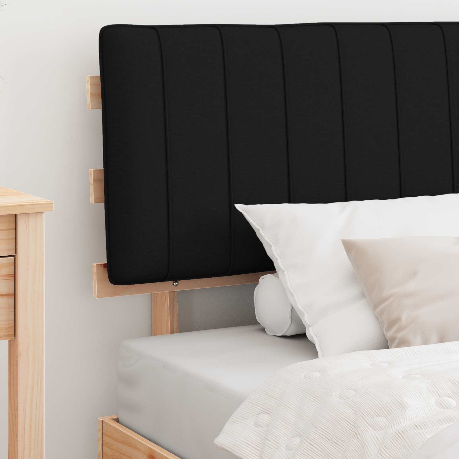 vidaXL Ramka łóżka z tapicerowanym wezgłowiem Czarny 100 x 200 cm