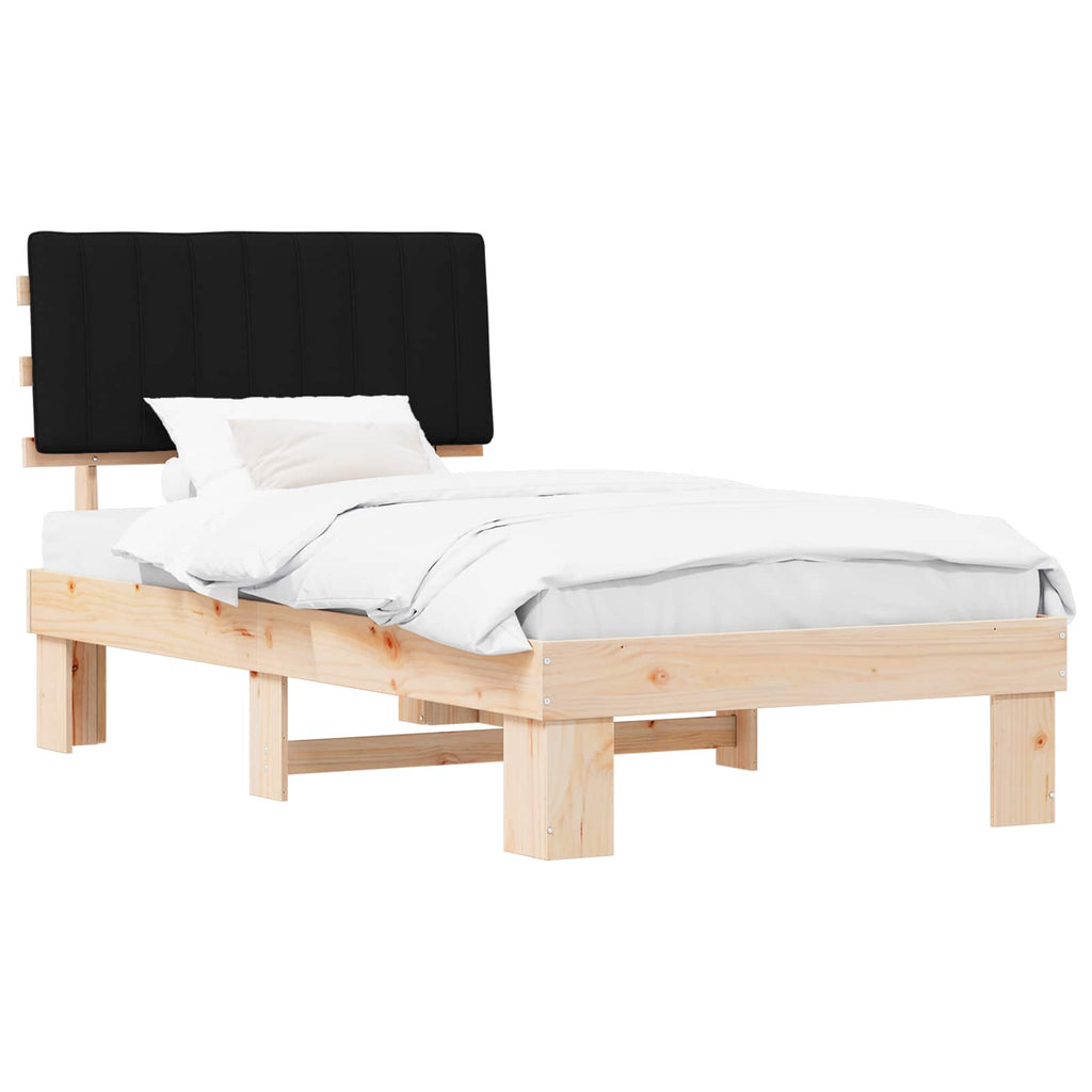 vidaXL Ramka łóżka z tapicerowanym wezgłowiem Czarny 100 x 200 cm