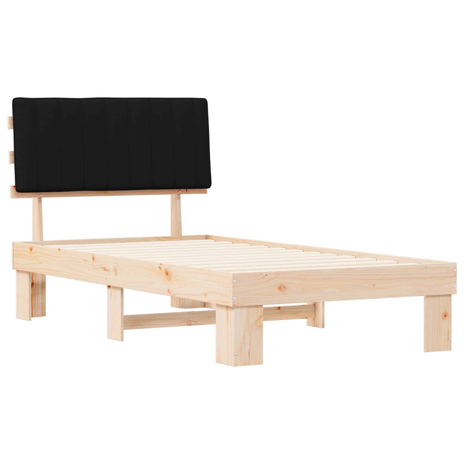 vidaXL Ramka łóżka z tapicerowanym wezgłowiem Czarny 100 x 200 cm