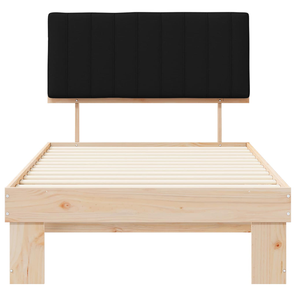 vidaXL Ramka łóżka z tapicerowanym wezgłowiem Czarny 100 x 200 cm