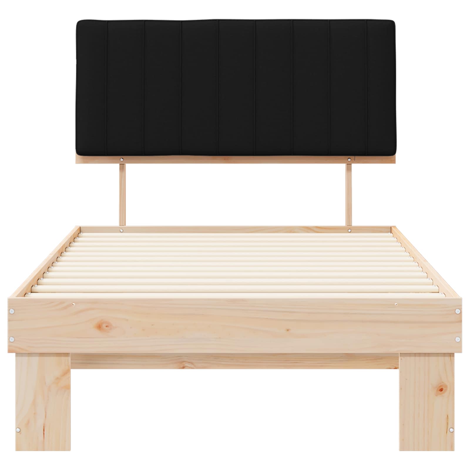 vidaXL Ramka łóżka z tapicerowanym wezgłowiem Czarny 100 x 200 cm