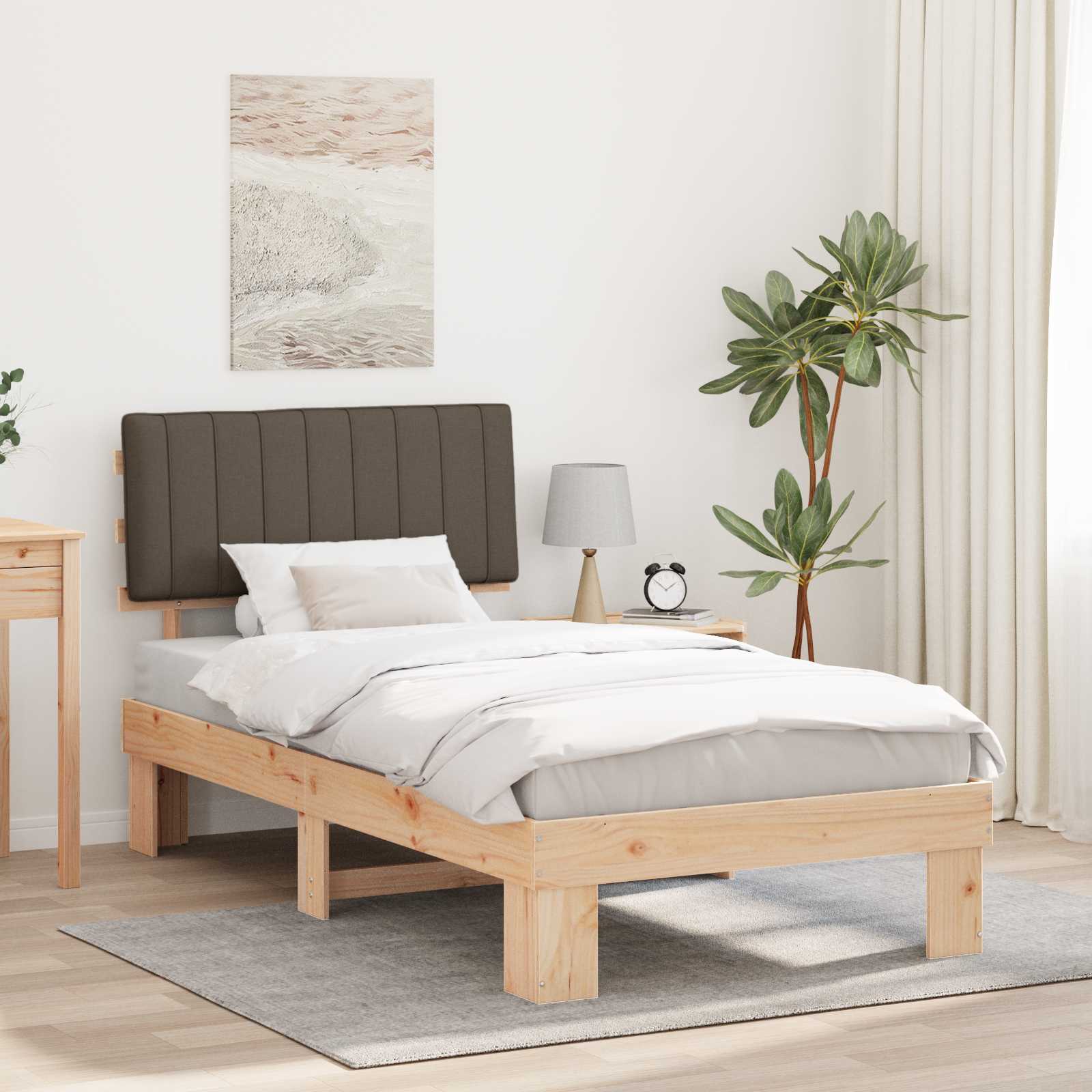 vidaXL Ramka łóżka z tapicerowanym wezgłowiem Ciemnoszary 100 x 200 cm