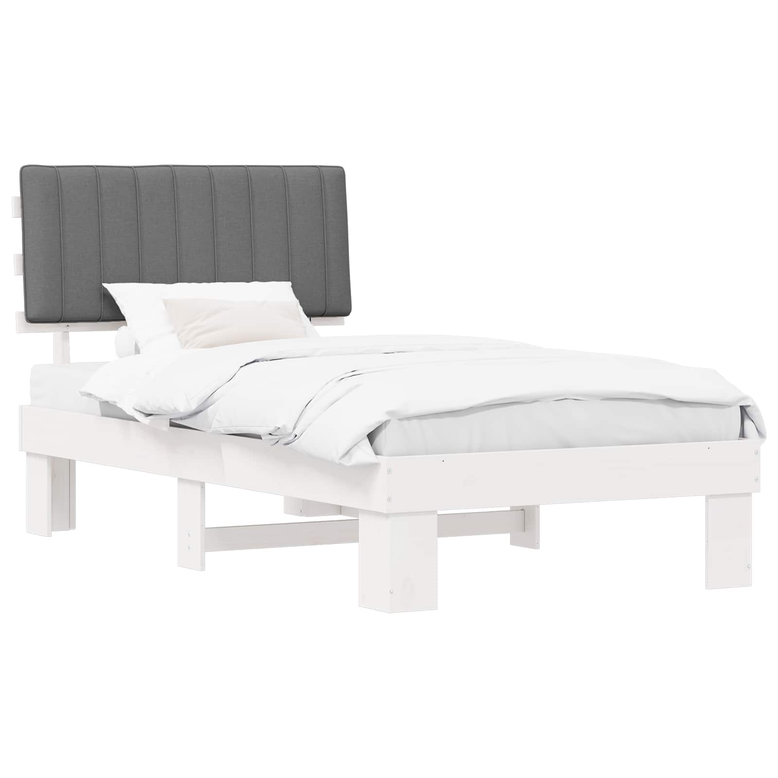 vidaXL Ramka łóżka z tapicerowanym wezgłowiem Jasnoszary 100 x 200 cm