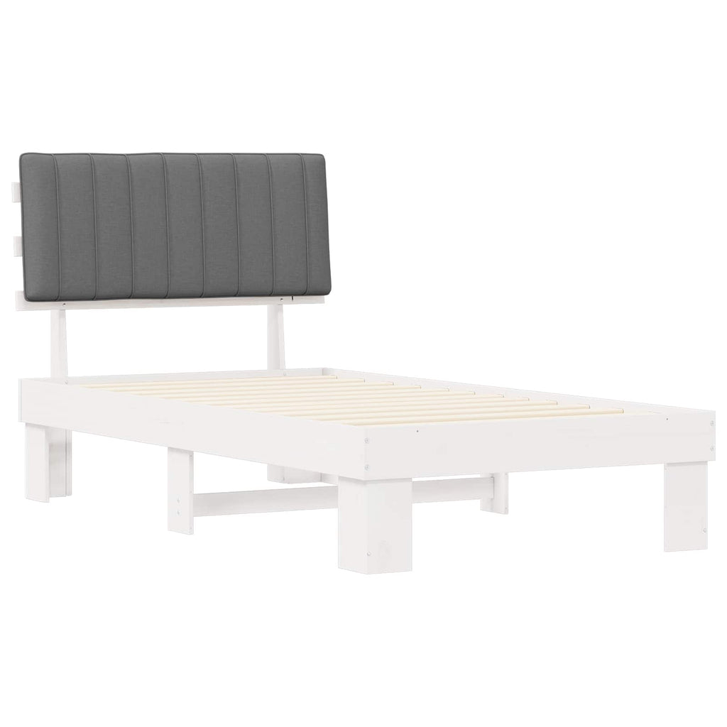 vidaXL Ramka łóżka z tapicerowanym wezgłowiem Jasnoszary 100 x 200 cm