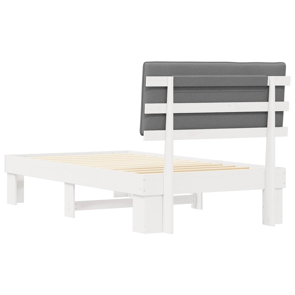 vidaXL Ramka łóżka z tapicerowanym wezgłowiem Jasnoszary 100 x 200 cm