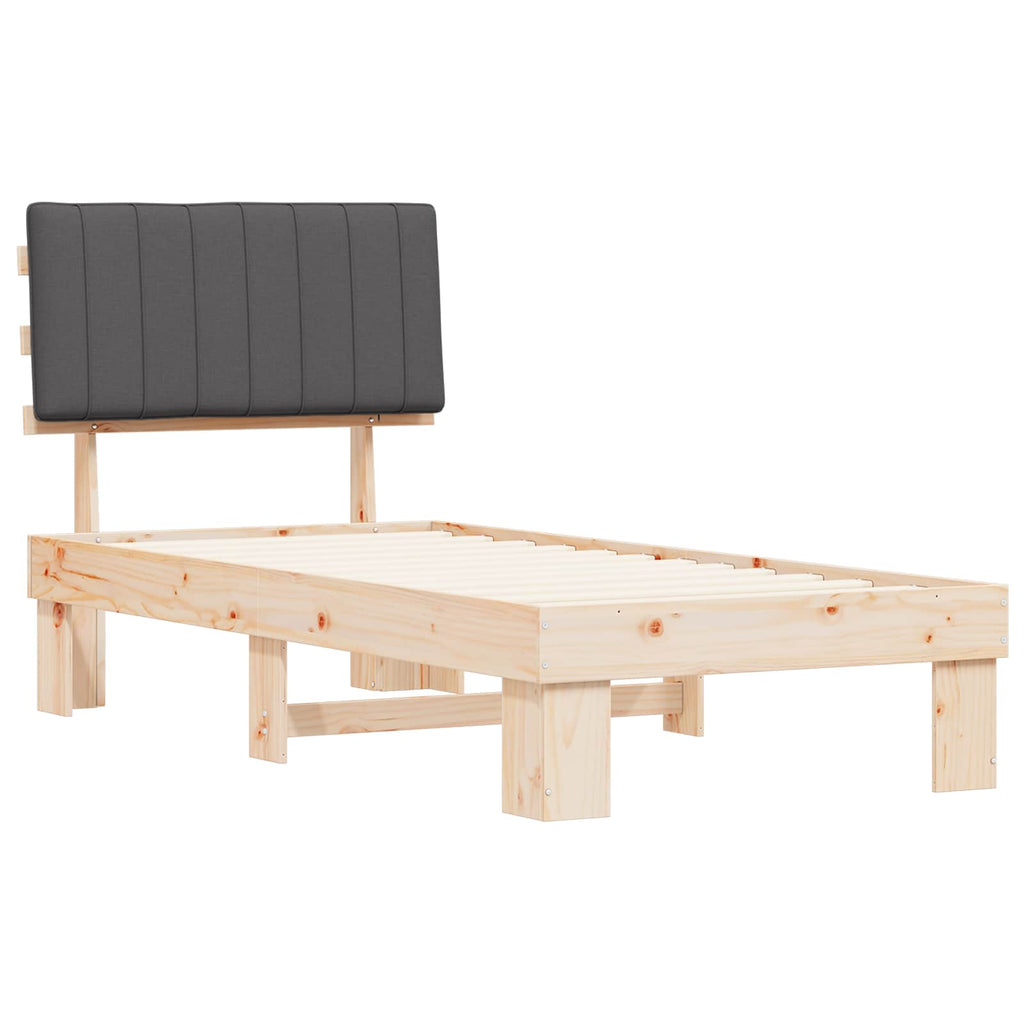 vidaXL Ramka łóżka z tapicerowanym wezgłowiem Ciemnoszary 90 x 200 cm