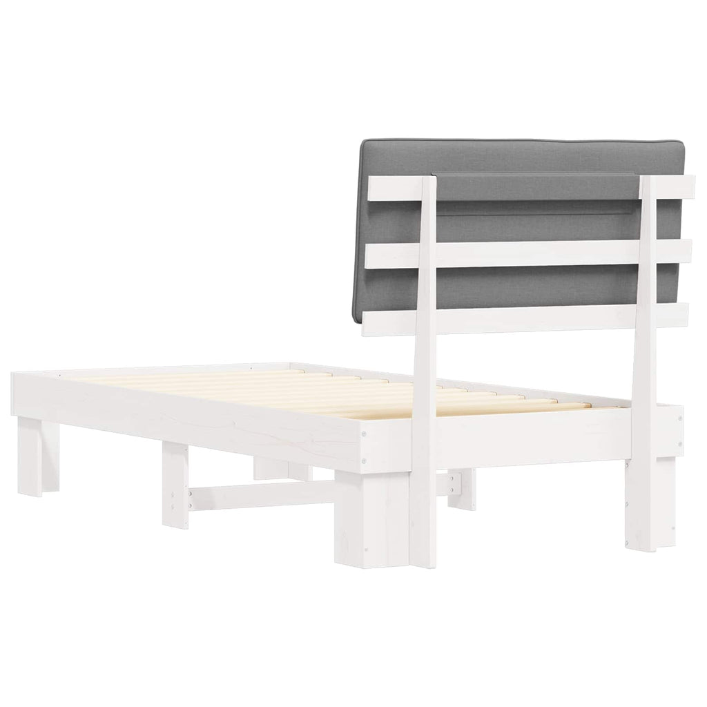 vidaXL Ramka łóżka z tapicerowanym wezgłowiem Jasnoszary 90 x 200 cm