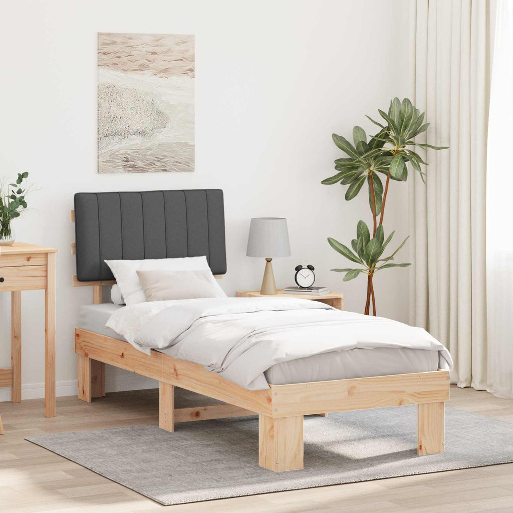 vidaXL Ramka łóżka z tapicerowanym wezgłowiem Ciemnoszary 80 x 200 cm