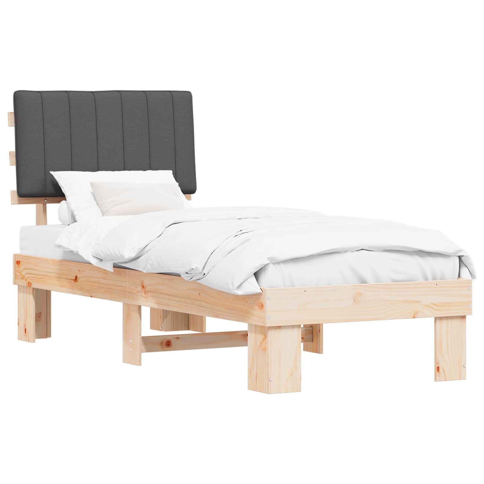 vidaXL Ramka łóżka z tapicerowanym wezgłowiem Ciemnoszary 80 x 200 cm