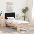 vidaXL Ramka łóżka z tapicerowanym wezgłowiem Czarny 80 x 200 cm