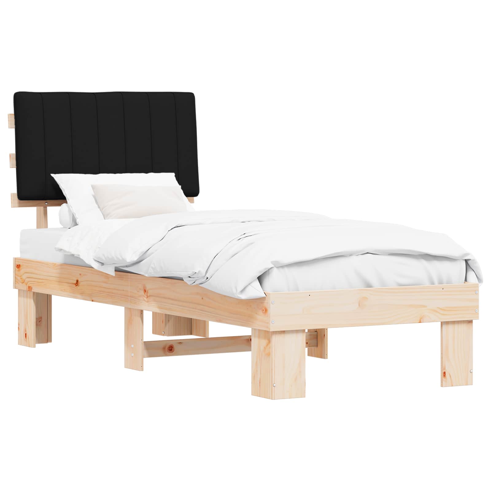 vidaXL Ramka łóżka z tapicerowanym wezgłowiem Czarny 80 x 200 cm
