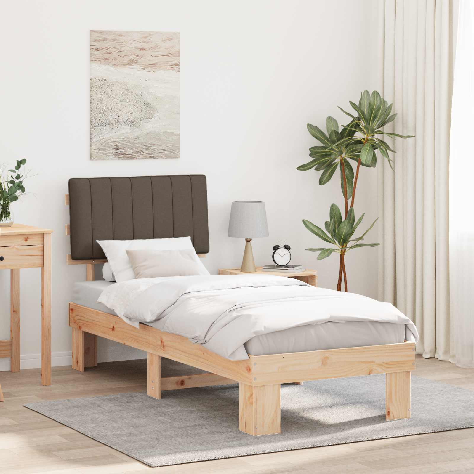 vidaXL Ramka łóżka z tapicerowanym wezgłowiem Ciemnoszary 80 x 200 cm