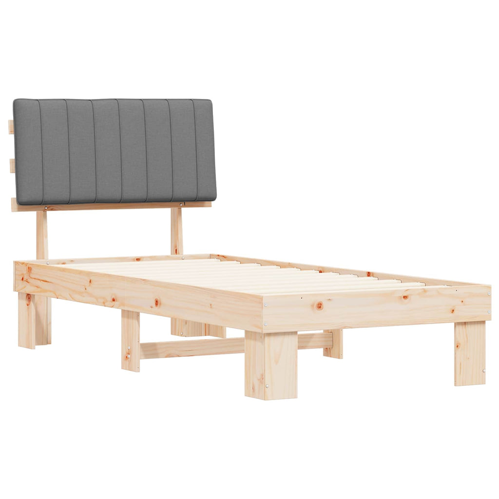 vidaXL Ramka łóżka z tapicerowanym wezgłowiem Jasnoszary 90 x 190 cm