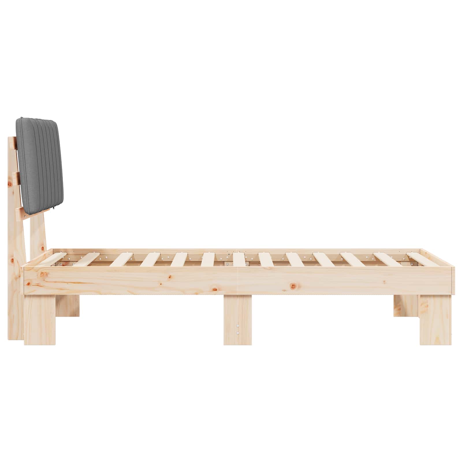 vidaXL Ramka łóżka z tapicerowanym wezgłowiem Jasnoszary 90 x 190 cm