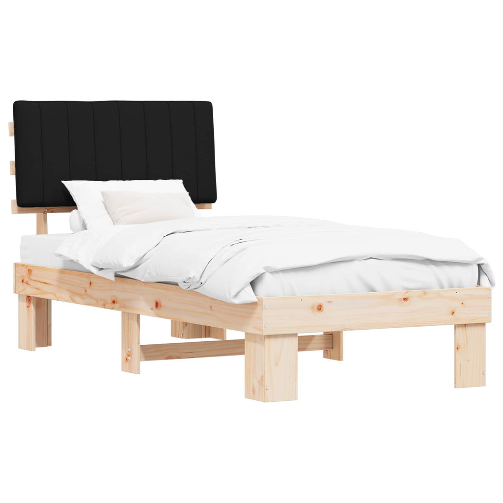 vidaXL Ramka łóżka z tapicerowanym wezgłowiem Czarny 90 x 190 cm