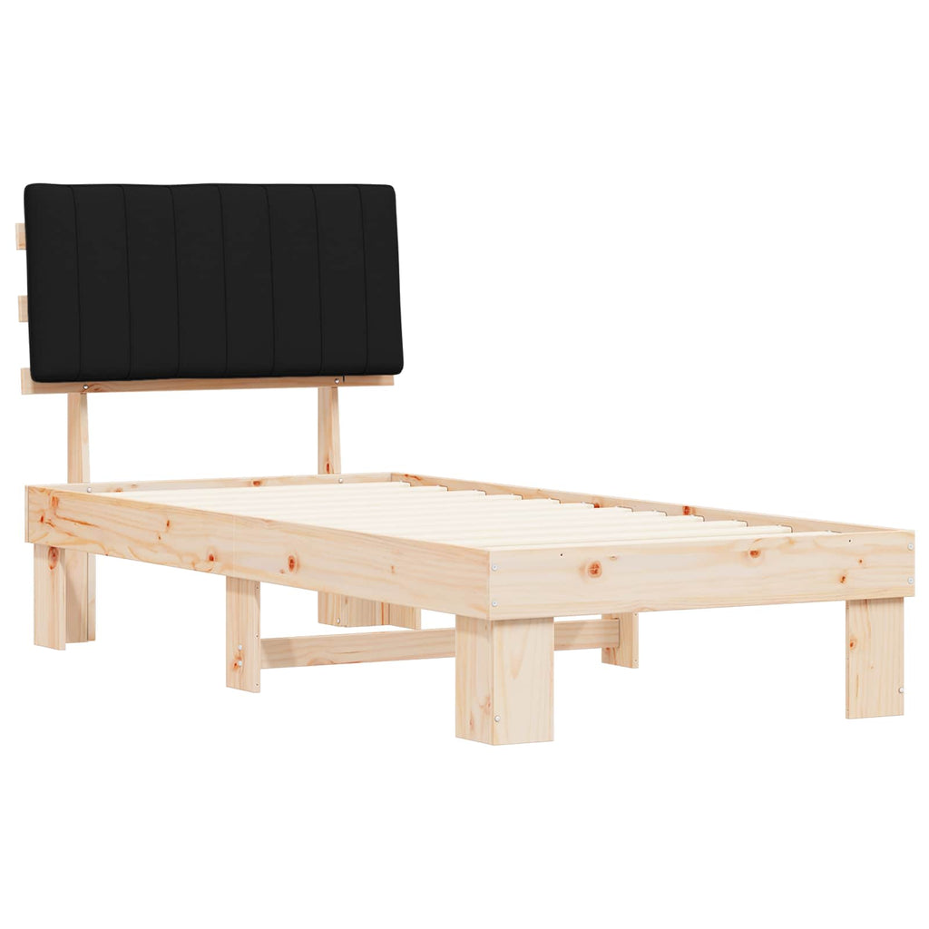 vidaXL Ramka łóżka z tapicerowanym wezgłowiem Czarny 90 x 190 cm