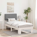 vidaXL Ramka łóżka z tapicerowanym wezgłowiem Jasnoszary 90 x 190 cm