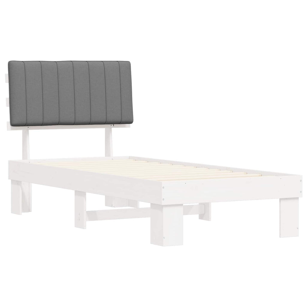 vidaXL Ramka łóżka z tapicerowanym wezgłowiem Jasnoszary 90 x 190 cm