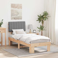 vidaXL Ramka łóżka z tapicerowanym wezgłowiem Jasnoszary 75 x 190 cm