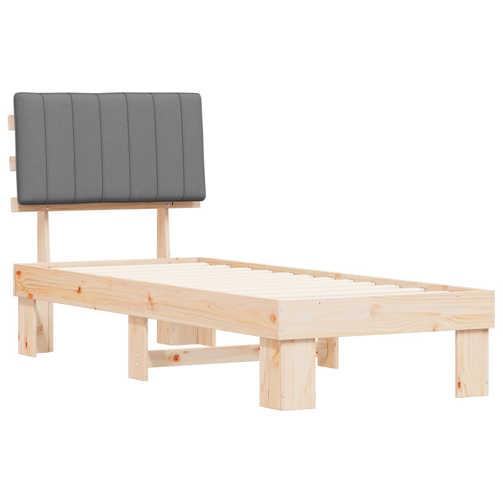 vidaXL Ramka łóżka z tapicerowanym wezgłowiem Jasnoszary 75 x 190 cm