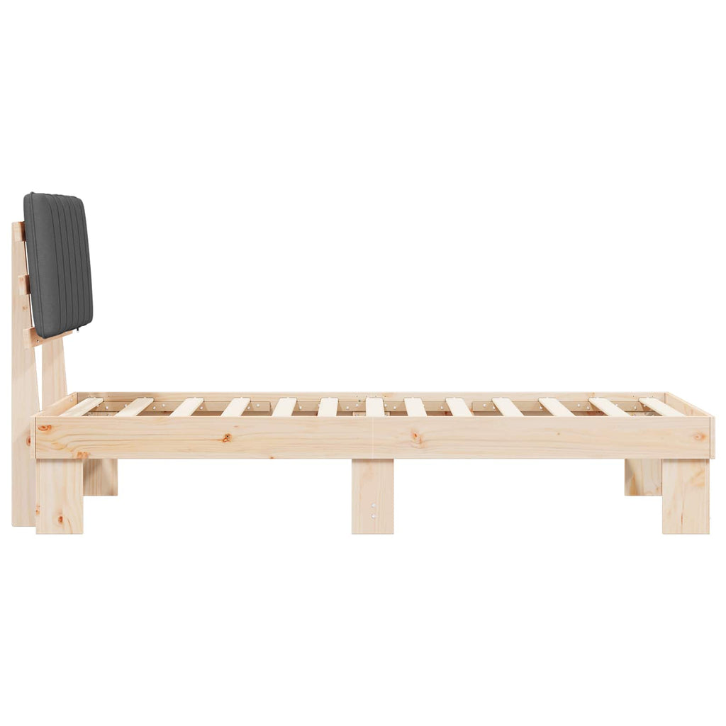 vidaXL Ramka łóżka z tapicerowanym wezgłowiem Ciemnoszary 75 x 190 cm