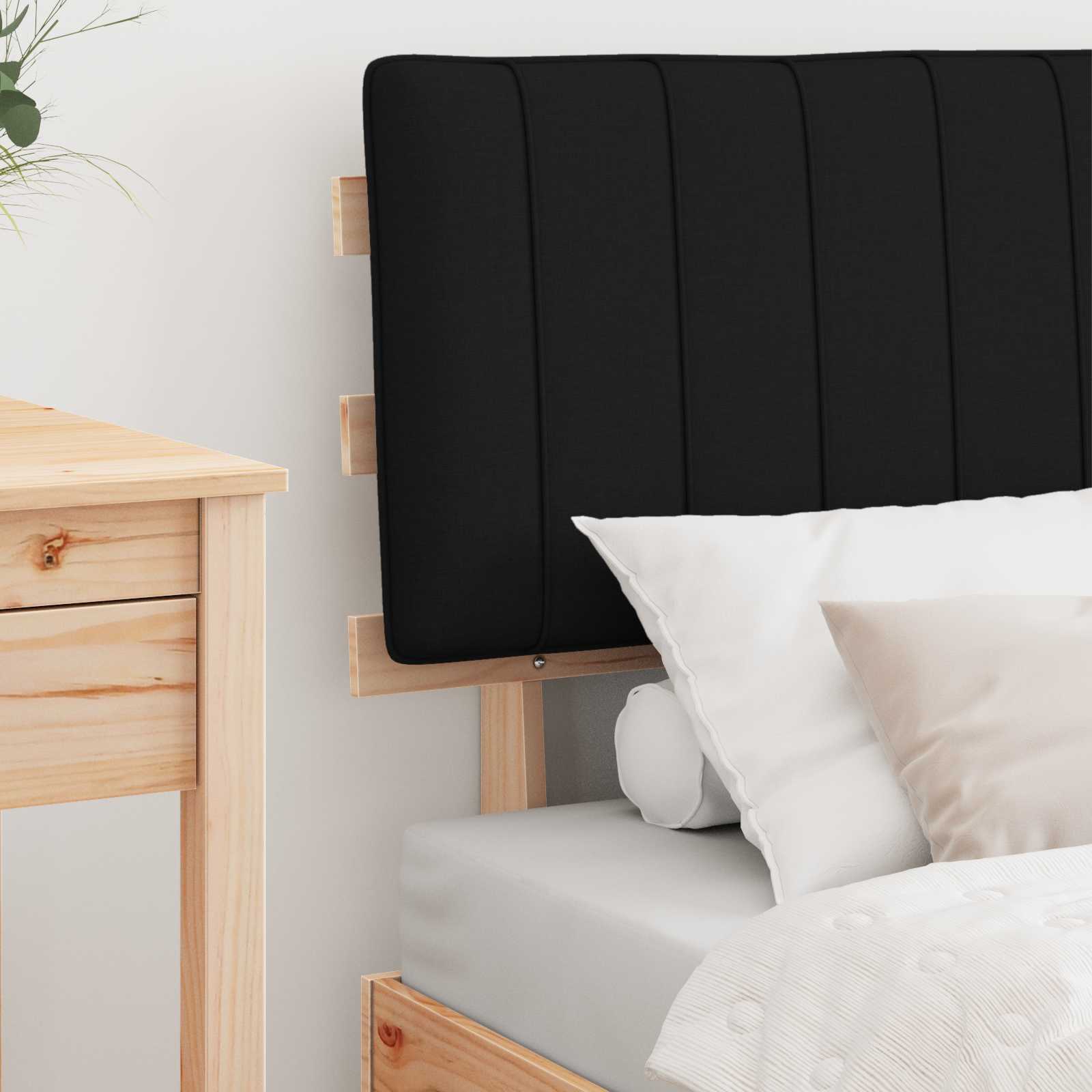 vidaXL Ramka łóżka z tapicerowanym wezgłowiem Czarny 75 x 190 cm