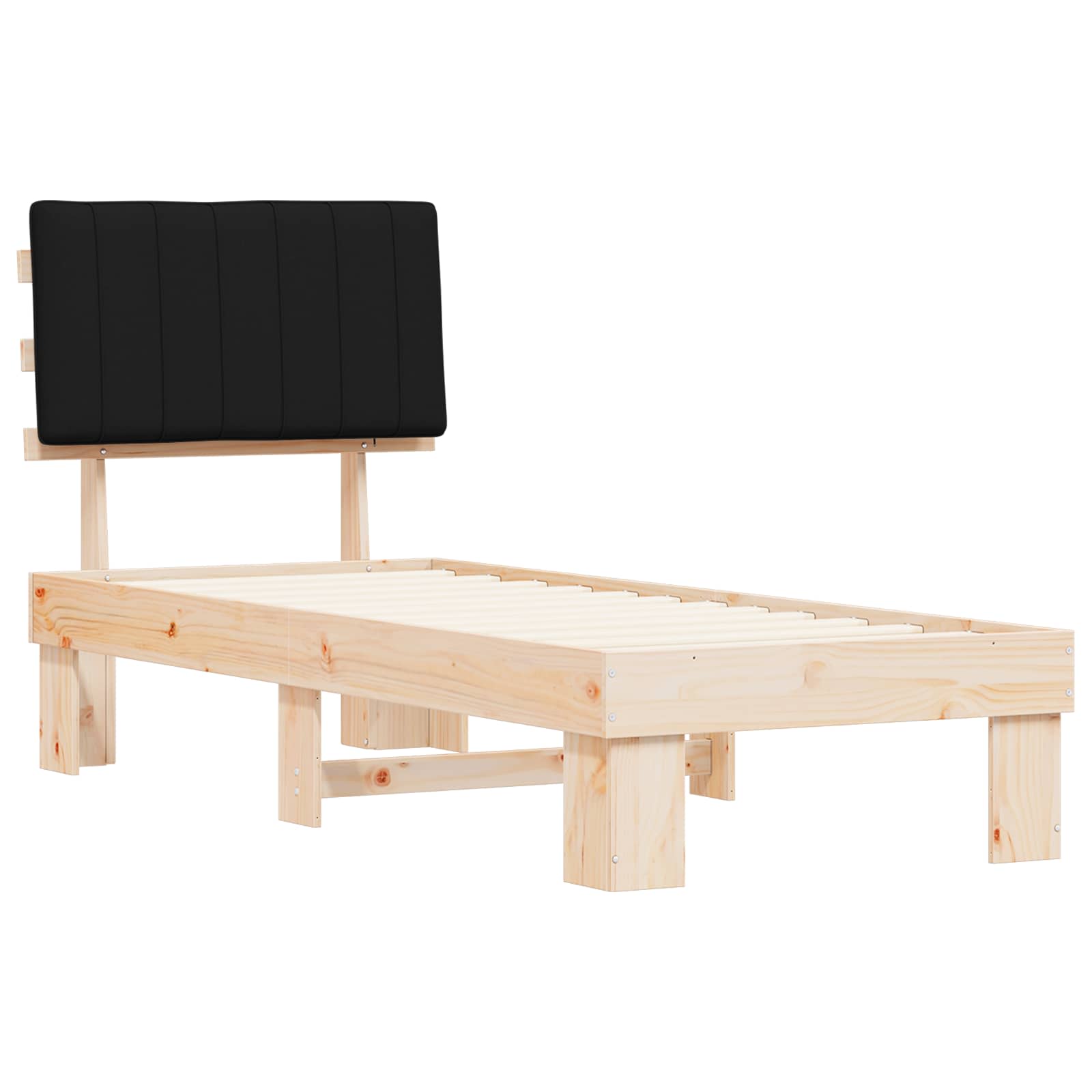 vidaXL Ramka łóżka z tapicerowanym wezgłowiem Czarny 75 x 190 cm