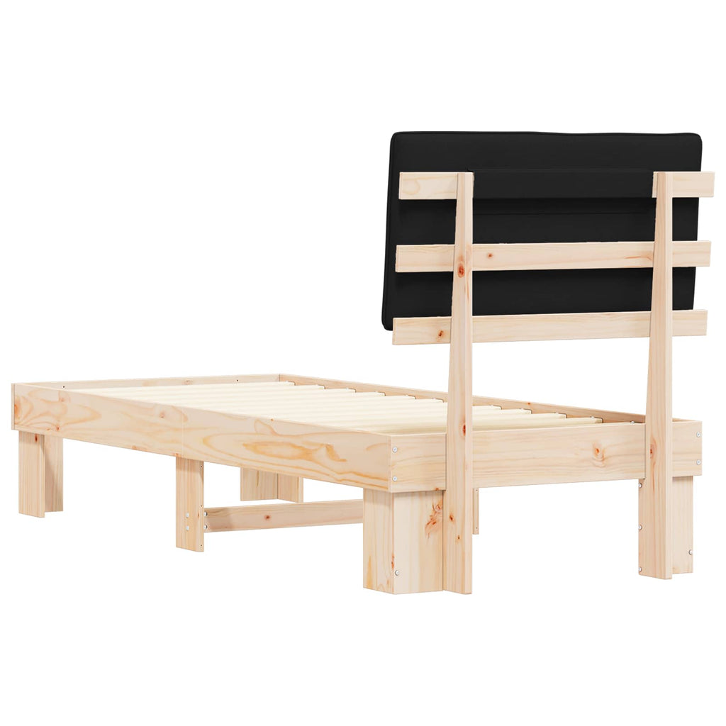 vidaXL Ramka łóżka z tapicerowanym wezgłowiem Czarny 75 x 190 cm