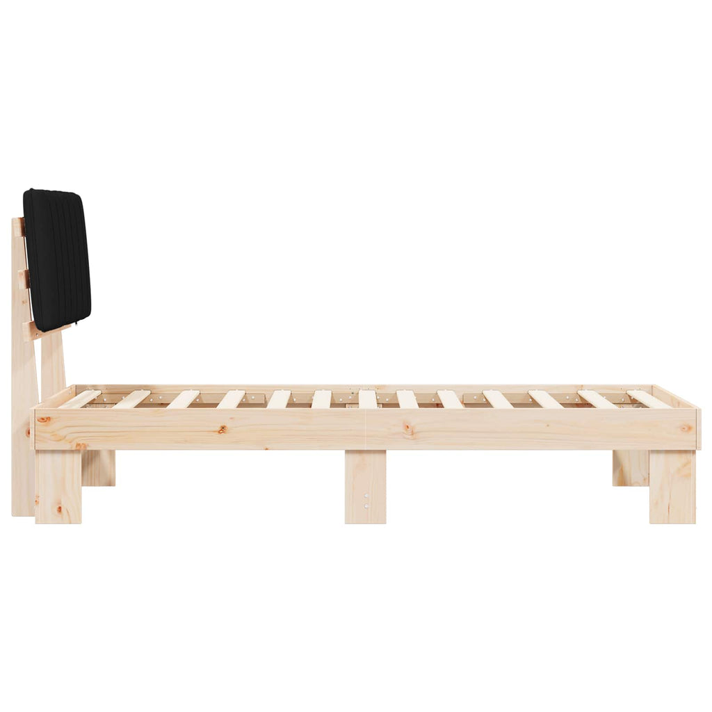 vidaXL Ramka łóżka z tapicerowanym wezgłowiem Czarny 75 x 190 cm