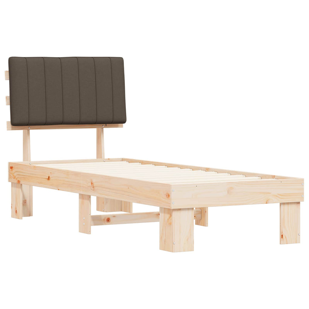 vidaXL Ramka łóżka z tapicerowanym wezgłowiem Ciemnoszary 75 x 190 cm
