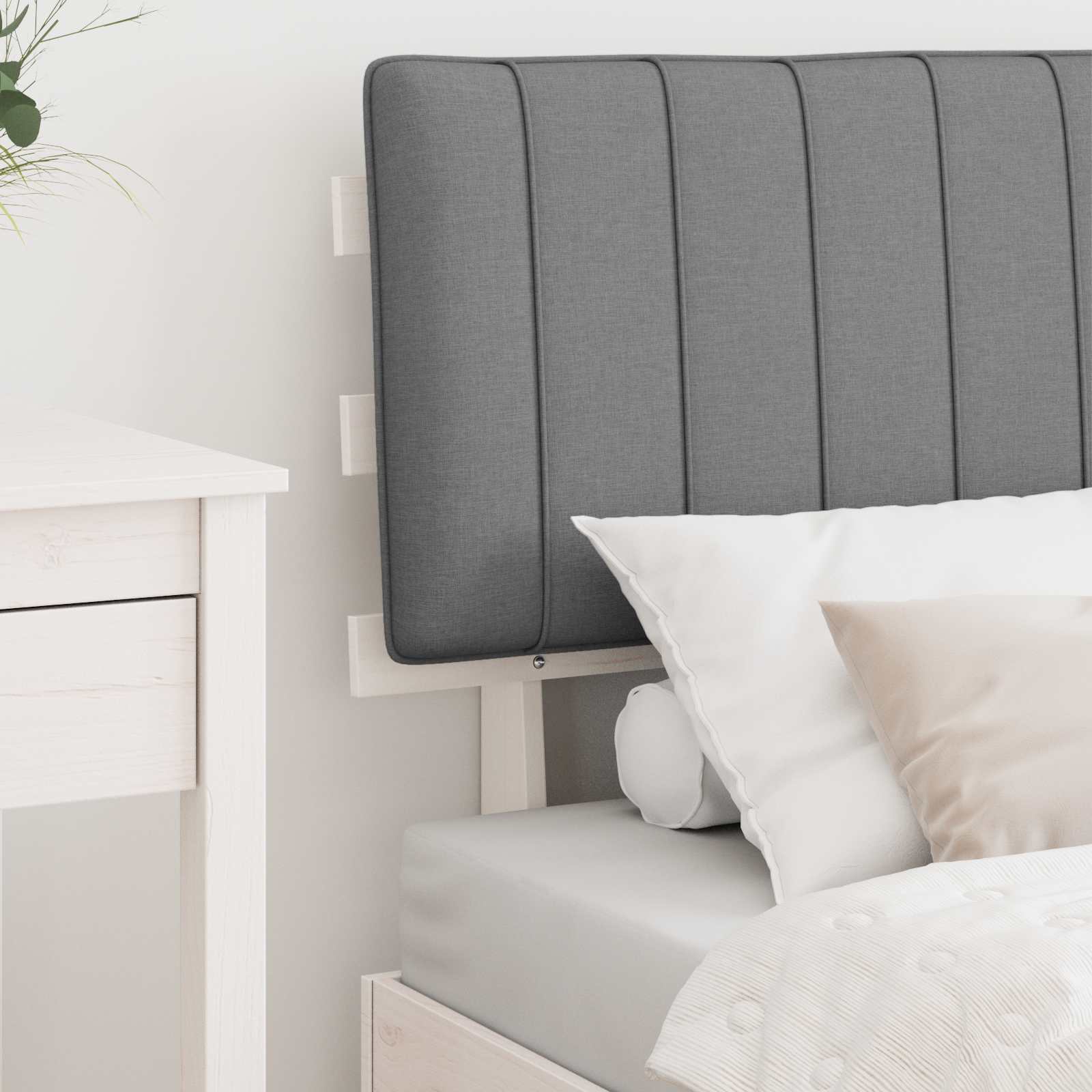 vidaXL Ramka łóżka z tapicerowanym wezgłowiem Jasnoszary 75 x 190 cm