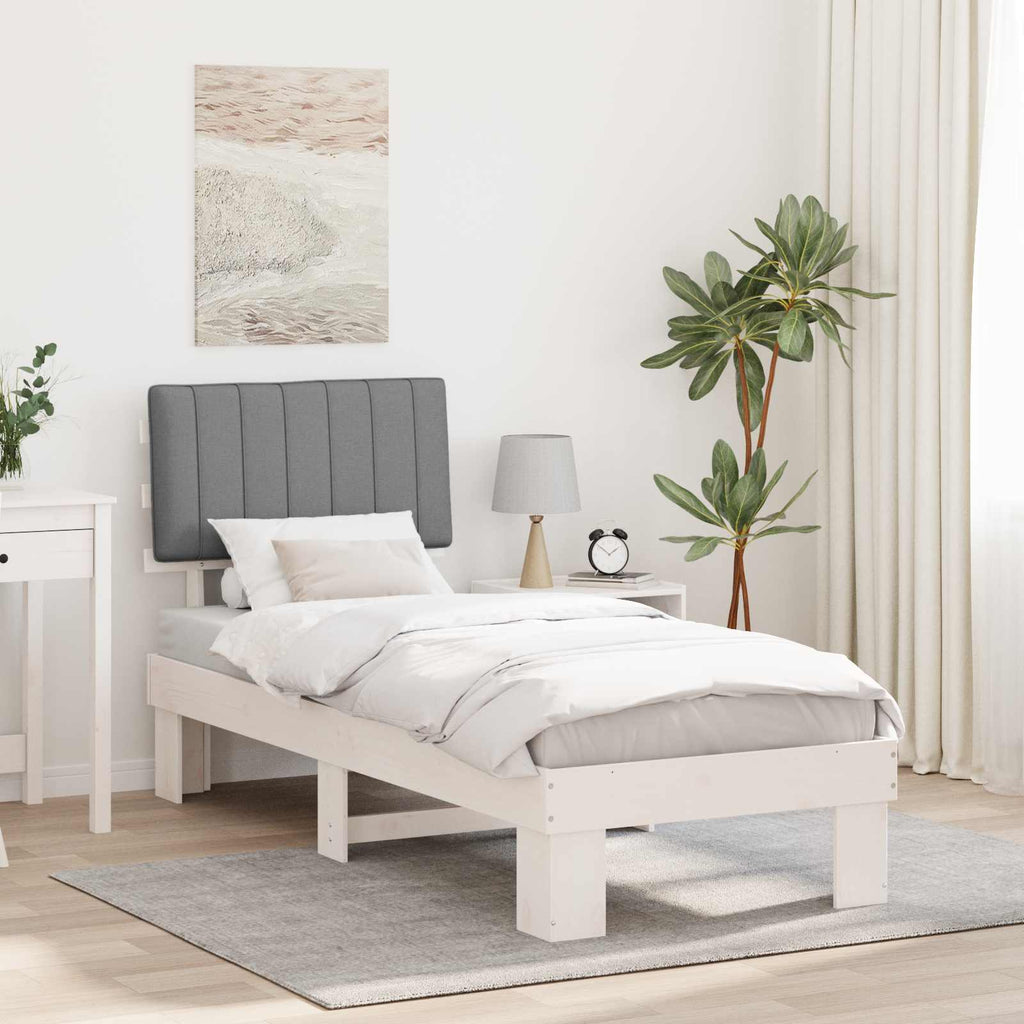 vidaXL Ramka łóżka z tapicerowanym wezgłowiem Jasnoszary 75 x 190 cm