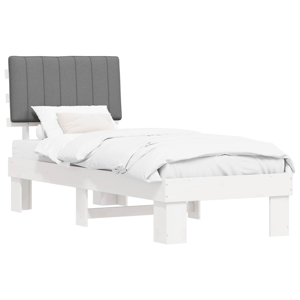 vidaXL Ramka łóżka z tapicerowanym wezgłowiem Jasnoszary 75 x 190 cm