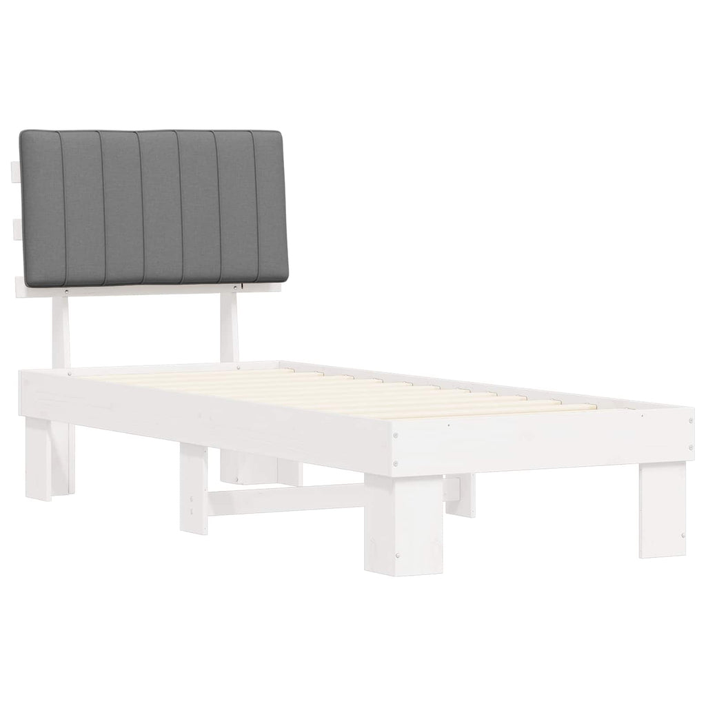 vidaXL Ramka łóżka z tapicerowanym wezgłowiem Jasnoszary 75 x 190 cm