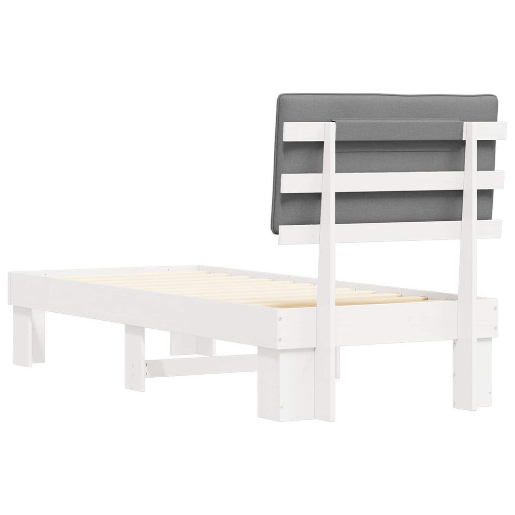 vidaXL Ramka łóżka z tapicerowanym wezgłowiem Jasnoszary 75 x 190 cm