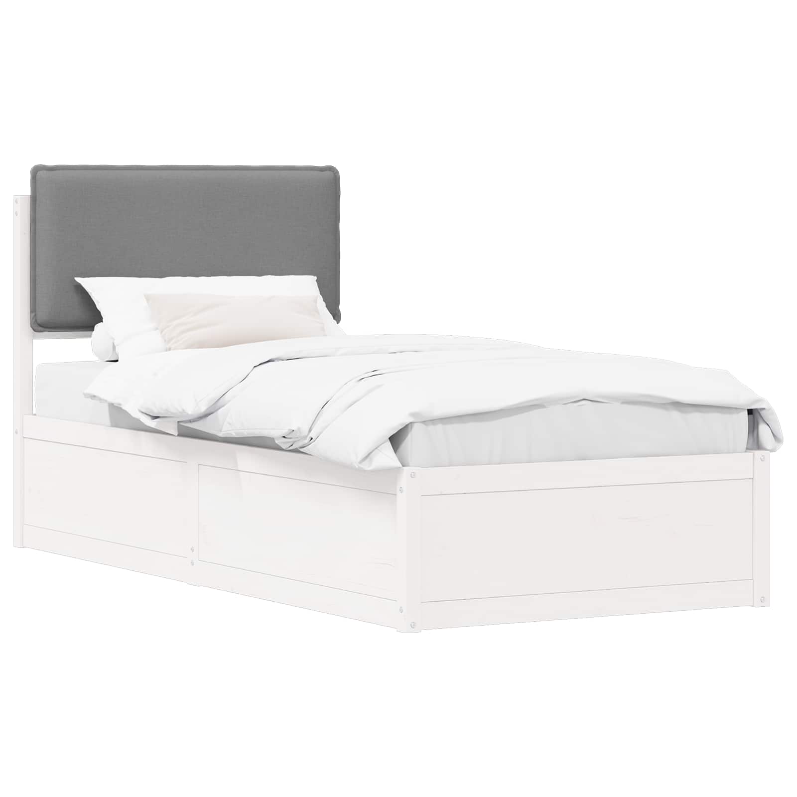 vidaXL Ramka łóżka z tapicerowanym wezgłowiem Jasnoszary 100 x 200 cm