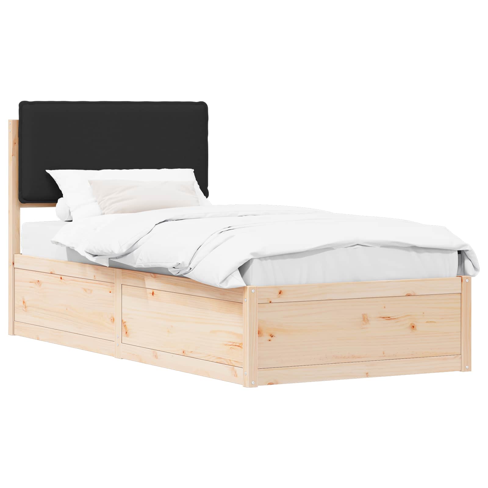 vidaXL Ramka łóżka z tapicerowanym wezgłowiem Czarny 90 x 200 cm