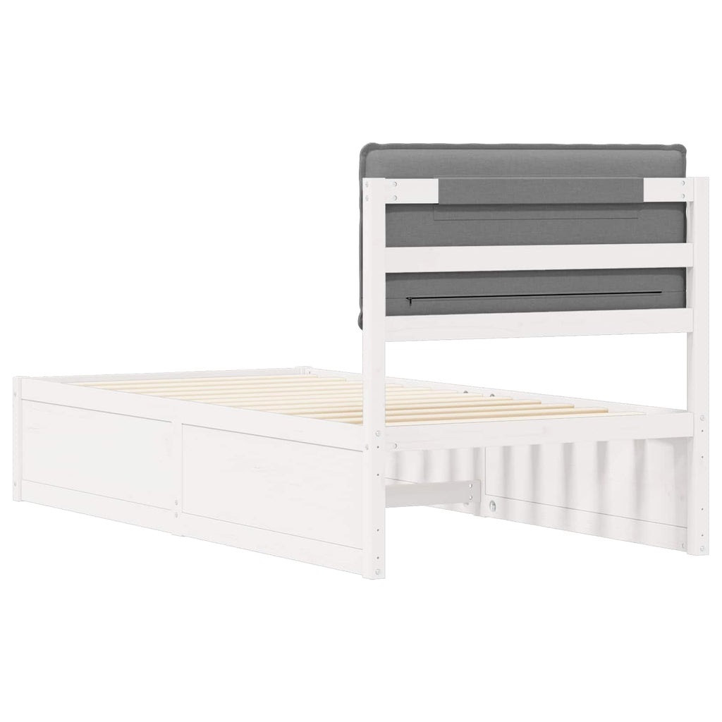 vidaXL Ramka łóżka z tapicerowanym wezgłowiem Jasnoszary 90 x 200 cm