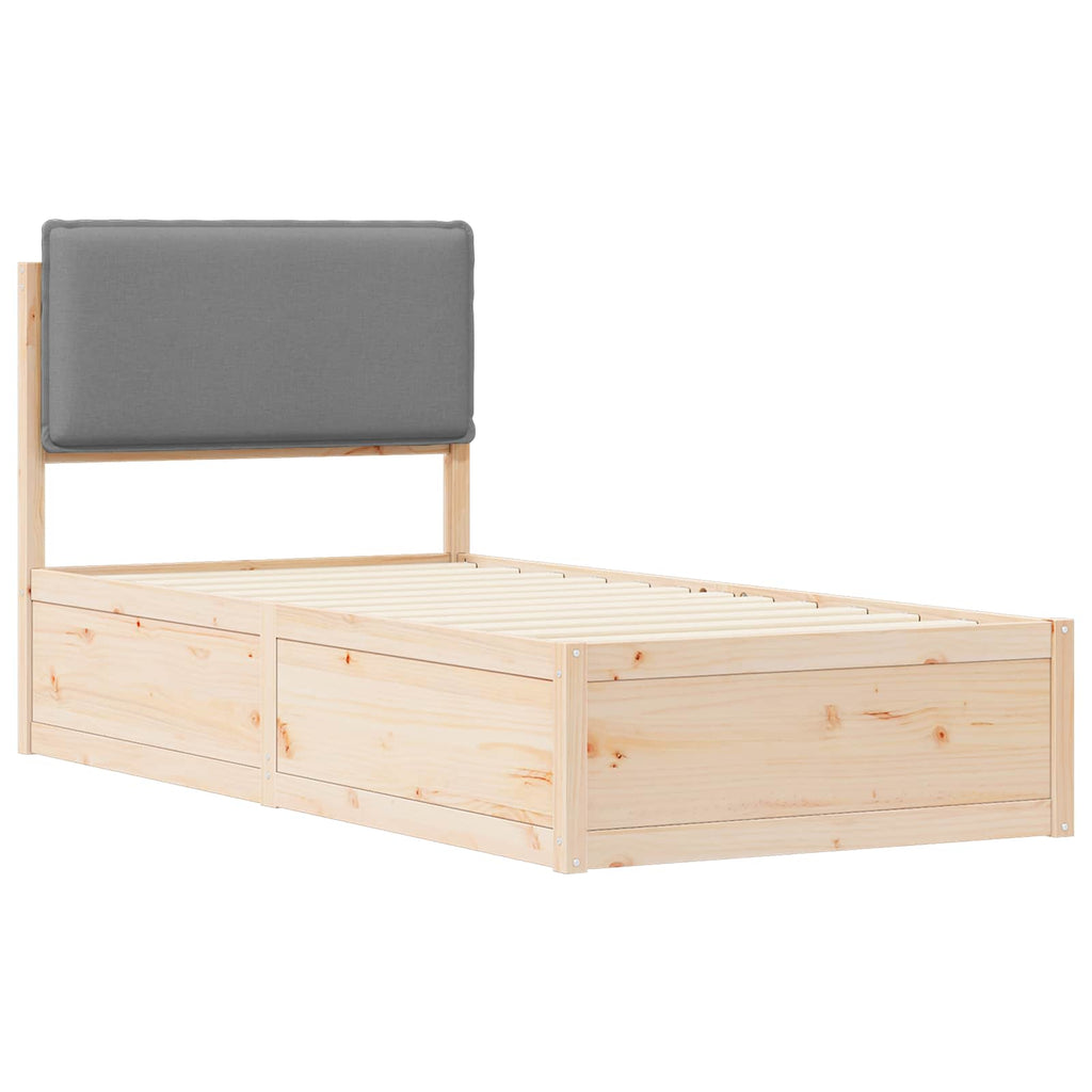 vidaXL Ramka łóżka z tapicerowanym wezgłowiem Jasnoszary 80 x 200 cm