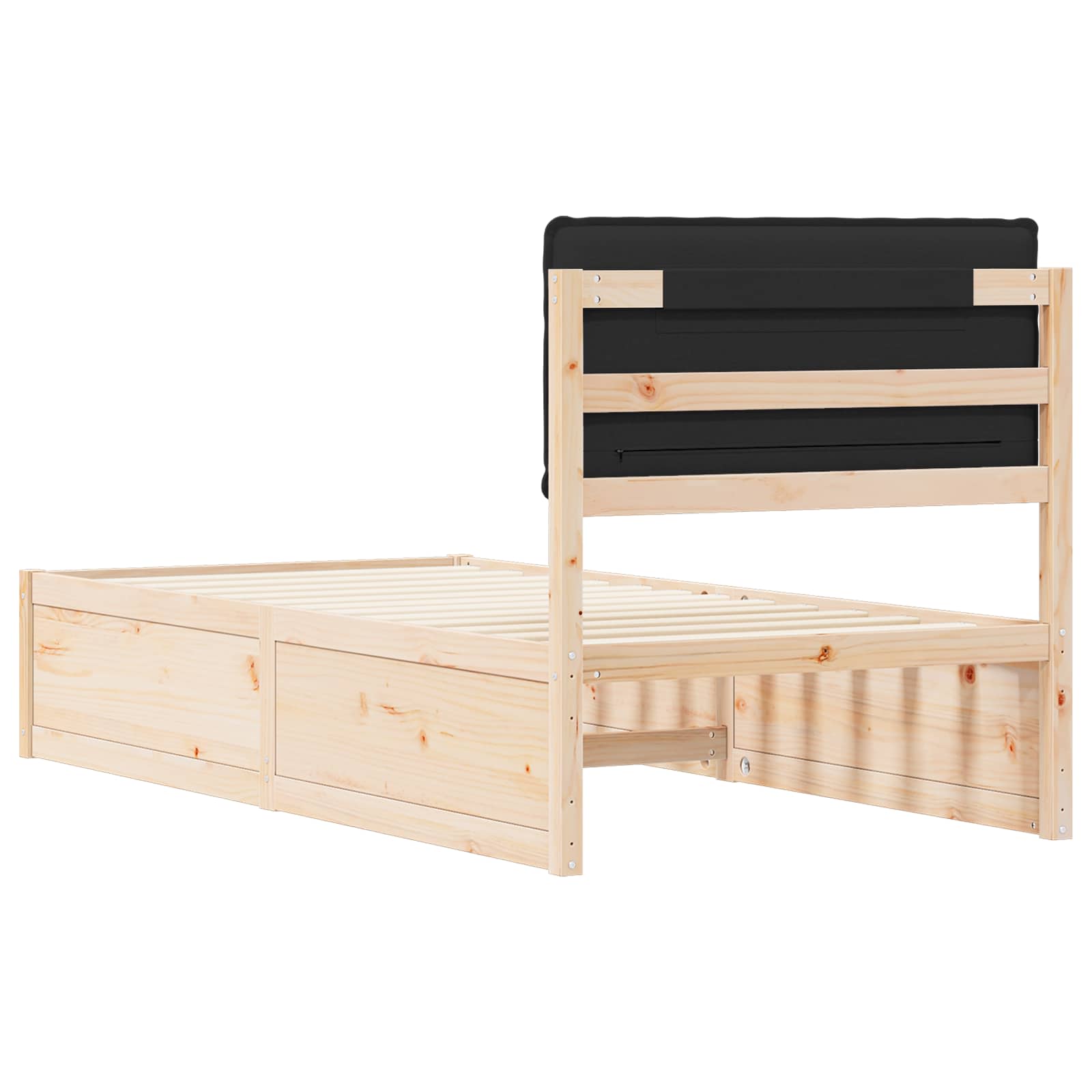 vidaXL Ramka łóżka z tapicerowanym wezgłowiem Czarny 80 x 200 cm