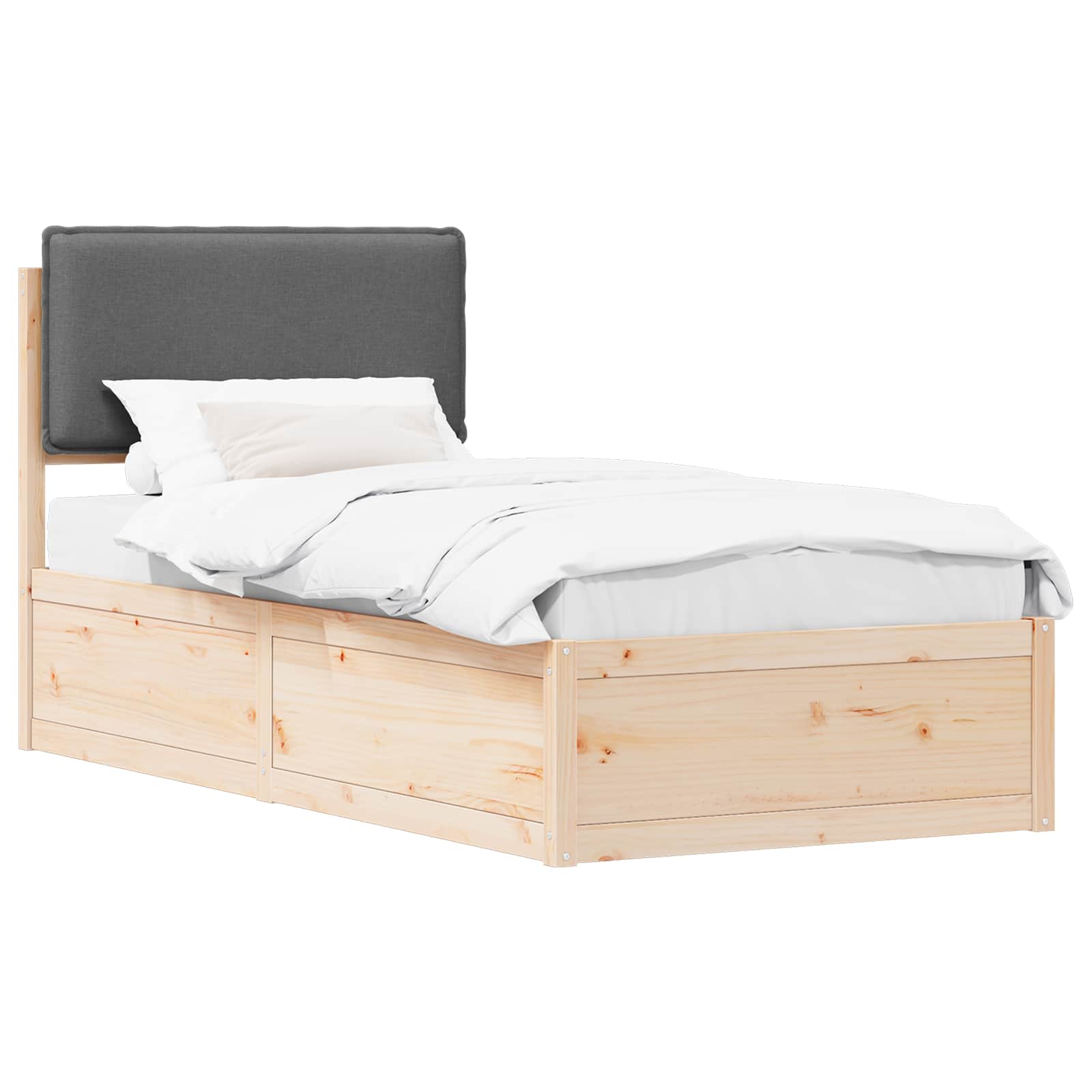 vidaXL Ramka łóżka z tapicerowanym wezgłowiem Ciemnoszary 75 x 190 cm