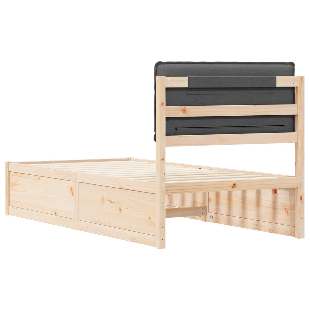 vidaXL Ramka łóżka z tapicerowanym wezgłowiem Ciemnoszary 75 x 190 cm