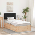 vidaXL Ramka łóżka z tapicerowanym wezgłowiem Czarny 75 x 190 cm